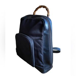 Authentic Gucci black leather bamboo backpack